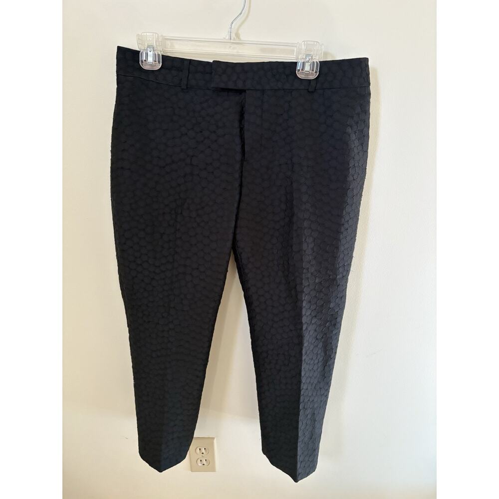 Banana Republic Womens 8 Ankle Crop Pants Textured Circle Design Black Lined